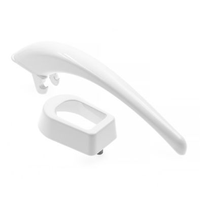 Image showing  Storm and Screen Door Pull Lever Handle Set with Interior Latch, Strike and Screws, White, 1 pk.