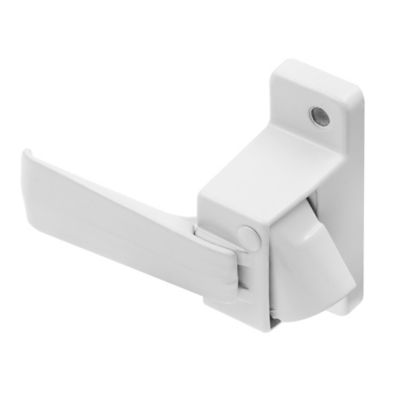 Image showing  Storm and Screen Door Pull Lever Handle Set with Interior Latch, Strike and Screws, White, 1 pk.