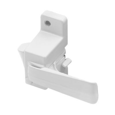 Image showing  Storm and Screen Door Pull Lever Handle Set with Interior Latch, Strike and Screws, White, 1 pk.