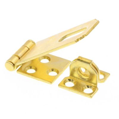Image showing  Door and Gate, Safety Hasp Hinge Latch with Fixed Staple 2-1/2 in. with Screws, Brass Plated, Single Pack