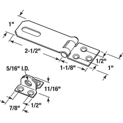 Image showing  Door and Gate, Safety Hasp Hinge Latch with Fixed Staple 2-1/2 in. with Screws, Brass Plated, Single Pack