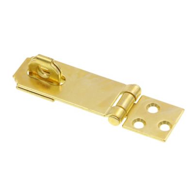 Image showing  Door and Gate, Safety Hasp Hinge Latch with Fixed Staple 2-1/2 in. with Screws, Brass Plated, Single Pack