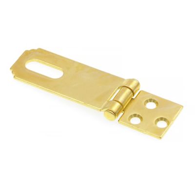 Image showing  Door and Gate, Safety Hasp Hinge Latch with Fixed Staple 2-1/2 in. with Screws, Brass Plated, Single Pack