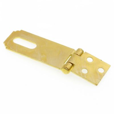 Image showing  Door and Gate, Safety Hasp Hinge Latch with Fixed Staple 2-1/2 in. with Screws, Brass Plated, Single Pack