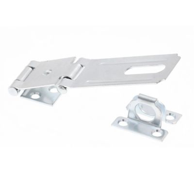 Prime-Line Door and Gate Double Safety Hasp Hinge Latch with Fixed Staple 3-1/2 in. with Screws Zinc Plated, Single Pack