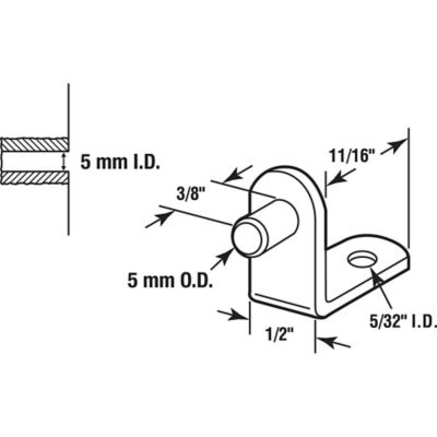 Image showing 2 th Prime-Line Shelf Support Peg, 5mm., L Bracket, Metal, Black, 8 pk.
