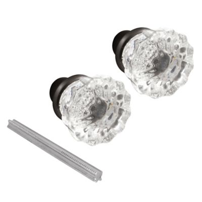 Prime-Line Mortise Style Fluted Glass Door Knob, Features 2 in. Outside Diameter Knobs, Classic Bronze, 1 set