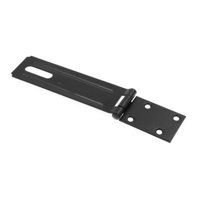 Image showing  Door and Gate Safety Hasp Hinge Latch with Fixed Staple 6 in. with Screws Matte Black, Single Pack