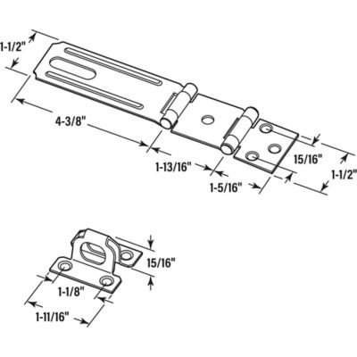 Image showing  Door and Gate Double Safety Hasp Hinge Latch with Fixed Staple 4-3/8 in. with Screws Matte Black, Single Pack