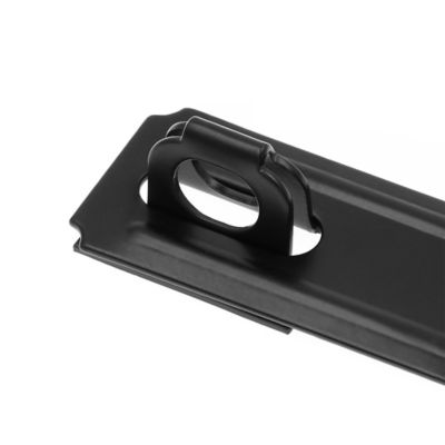 Image showing  Door and Gate Double Safety Hasp Hinge Latch with Fixed Staple 4-3/8 in. with Screws Matte Black, Single Pack