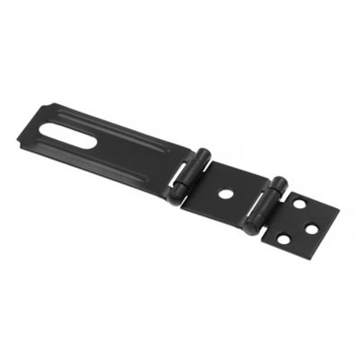 Image showing  Door and Gate Double Safety Hasp Hinge Latch with Fixed Staple 4-3/8 in. with Screws Matte Black, Single Pack