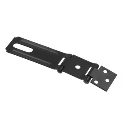 Image showing  Door and Gate Double Safety Hasp Hinge Latch with Fixed Staple 4-3/8 in. with Screws Matte Black, Single Pack
