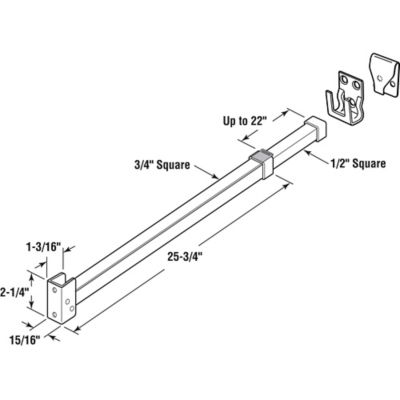 Image showing  Aluminum Adjustable Security Bar for Sliding Doors, Adjusts from 28 to 48 in., Matte Black Finish, Single Pack