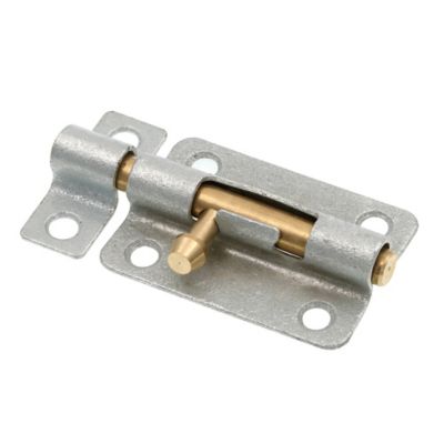 Prime-Line Door and Gate, Slide Barrel Bolt Latch 3 in. with Screws, Galvanized with Brass Bolt and Knob, Single Pack