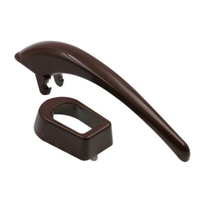 Image showing  Storm and Screen Door Pull Lever Handle Set with Interior Latch, Strike and Screws, Brown, Single Pack