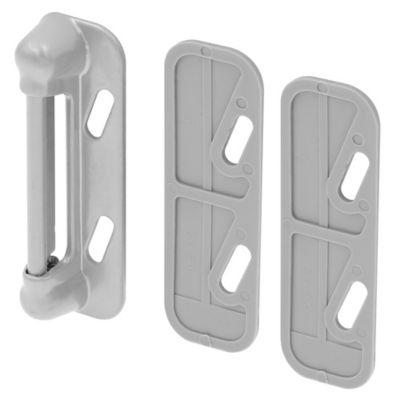Image showing  Storm & Screen Door Push Button Handle Set with Interior Latch 1-1/2 in. H.C., Strike & Screws, Silver, Single Pack