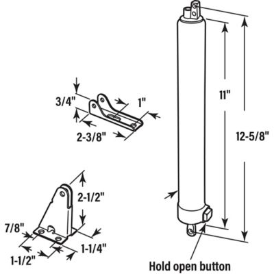 Image showing  Storm and Screen Door Closer Standard Duty Push-Hold Button with Jamb Bracket Set, White, 1 pk.