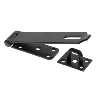 Prime-Line Door and Gate Extra Heavy Duty Safety Hasp Hinge Latch with Fixed Staple 8 in. with Screws Matte Black, Single Pack