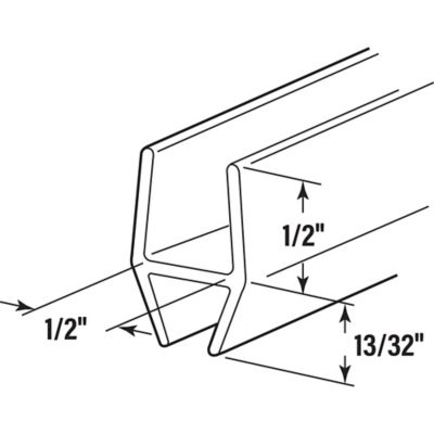 Image showing  1/2 in. Glass Shower Door H Bottom Seal or Vertical Side Seal, Clear, 78 in., Fits Frameless Door, 1 pk.
