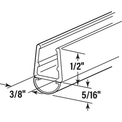 Image showing  3/8 in. Glass Shower Door Bulb Vertical Side Seal, Clear, 78 in., Fits Frameless Door, 1 pk.