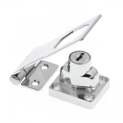 Prime-Line Door and Gate Safety Hasp Hinge Latch with Keyed Twist Knob Lock 3 in. with Screws Chrome, Single Pack
