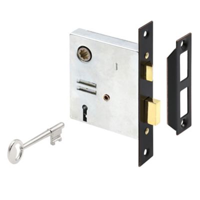 Prime-Line Vintage Style Indoor Mortise Lock Assembly Kit, Backset, 1/4 in. Max Square Spindle, Rev. Latch Blt, 1 pk.