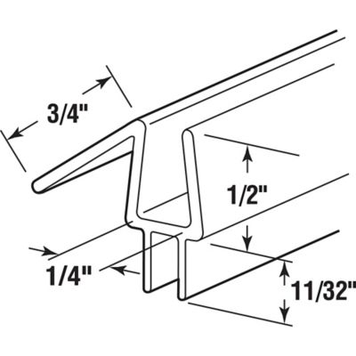 Image showing 1 th Prime-Line Frameless Shower Door Bottom Seal for 1/4 in. Thick Glass Doors, Dual Flap and 45 Degree Drip Guard, 1 pk.