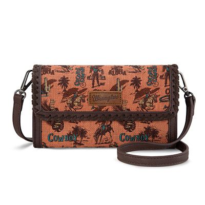 Wrangler Vintage Retro Cowboy Cool Print Wallet/Crossbody