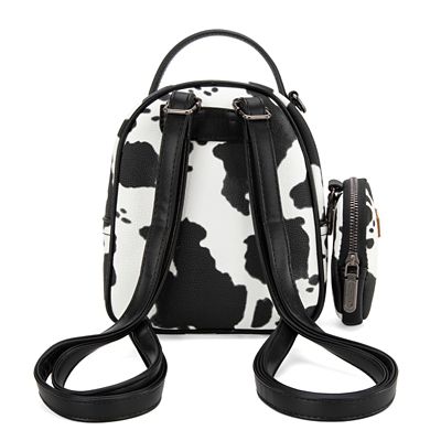 Image showing  Cow Print Mini Backpack With Coin Pouch