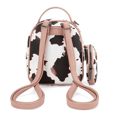 Image showing  Cow Print Mini Backpack With Coin Pouch