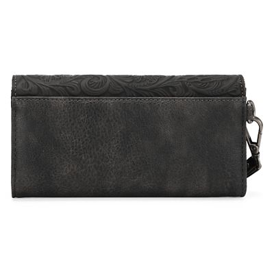 Image showing  Western Floral Tooled Tri-fold RFID Wallet/Wristlet