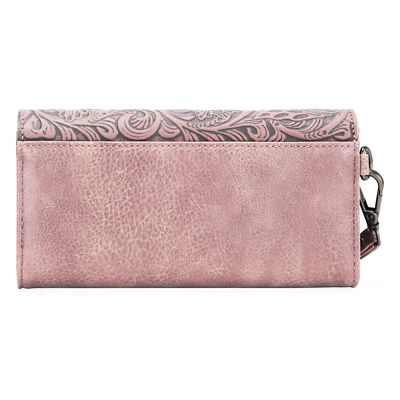 Image showing  Western Floral Tooled Tri-fold RFID Wallet/Wristlet
