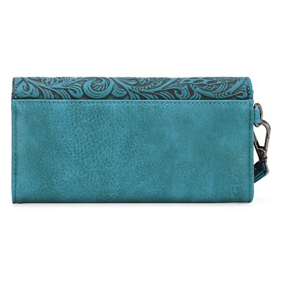 Image showing  Western Floral Tooled Tri-fold RFID Wallet/Wristlet