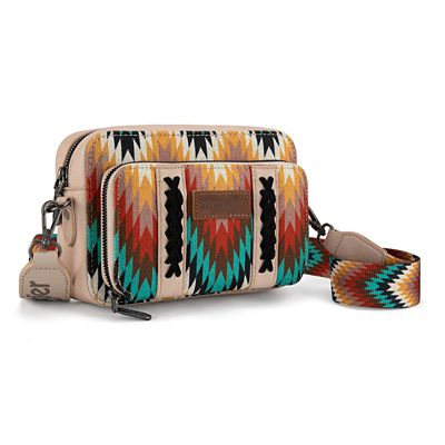 Wrangler Southwestern Pattern Dual Sided Print Crossbody Purse