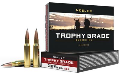 Nosler Trophy Grade .308 Win 168-Grain Nosler Spitzer AccuBond Long-Range Rifle Ammunition, 20 Rounds