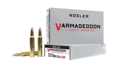 Nosler Varmageddon .223 Remington 62-Grain Flat Base Hollow Point Rifle Ammunition, 20 Rounds