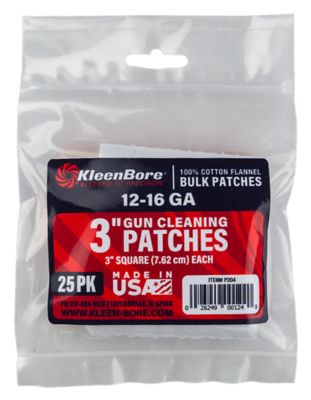 KleenBore 12/16-Gauge Super Shooter Cotton Flannel Shotgun Cleaning Patches, 3 in., 25 pc.