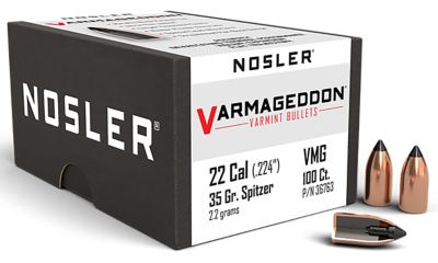 Nosler Varmageddon .22 Caliber 35-Grain Flat Base Tipped Reloading Rifle Bullets, 100 Rounds