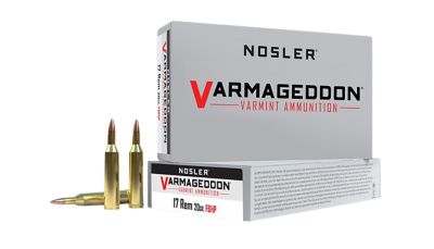 Nosler Varmageddon .17 Remington 20-Grain Flat Base Hollow Point Rifle Ammunition, 20 Rounds