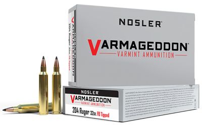 Nosler Varmageddon .204 Ruger 32-Grain Flat Base Tipped Rifle Ammunition, 20 Rounds