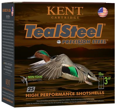 Kent Cartridge 12-Gauge TealSteel Precision Steel 6-Shot Shotgun Shells, 3 in., 1-1/4 oz., 25 Rounds