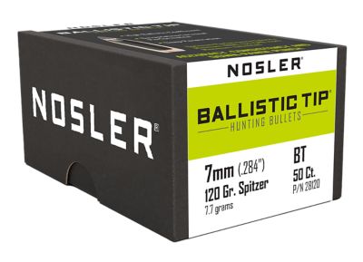 Nosler Ballistic Tip 7mm 120-Grain Spitzer Reloading Rifle Bullets, 50 Rounds