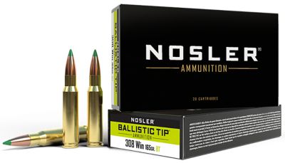Nosler Ballistic Tip .308 Win 165-Grain Spitzer Ballistic Tip Rifle Ammunition, 20 Rounds
