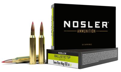 Nosler Ballistic Tip 7mm Remington Mag 150-Grain Spitzer Ballistic Tip Rifle Ammunition, 20 Rounds