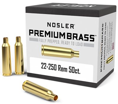 Nosler .22-250 Remington Premium Brass Unprimed Rifle Cases, 50 Rounds