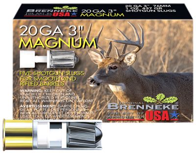 Brenneke 20-Gauge Magnum Shotgun Slugs, 3 in., 1 oz., 5 Rounds