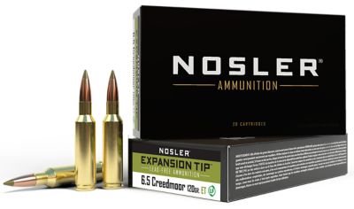 Nosler Expansion-Tip 6.5 Creedmoor 120-Grain E-Tip Lead-Free Rifle Ammunition, 20 Rounds