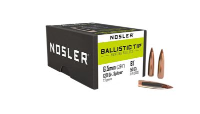 Nosler Ballistic Tip 6.5 Creedmoor 120-Grain Spitzer Reloading Rifle Bullets, 50 Rounds