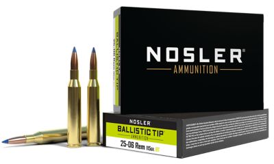 Nosler Ballistic Tip .25-06 Remington 115-Grain Spitzer Ballistic Tip Rifle Ammunition, 20 Rounds