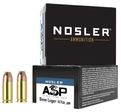 Nosler Assured Stopping Power 9mm Luger 147-Grain Jacketed Hollow Point Handgun Ammunition, 20 Rounds